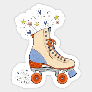Retro Roller Skate with stars hearts magic Sticker
